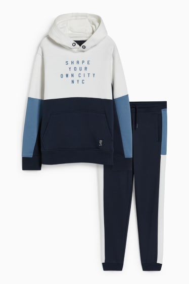 Kinderen - Uitgebreide maten - set - hoodie en joggingbroek - 2-delig - donkerblauw