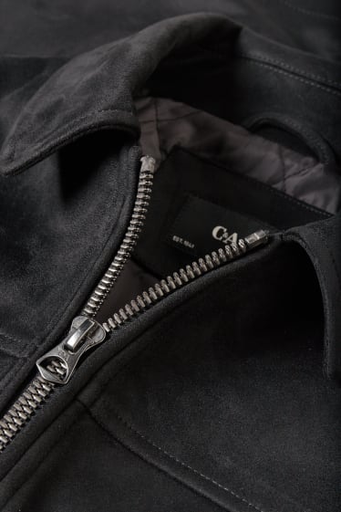 Men - Jacket - faux suede - black
