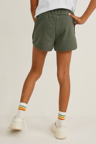 Bambini - Confezione da 2 - shorts in felpa - rosa / verde scuro