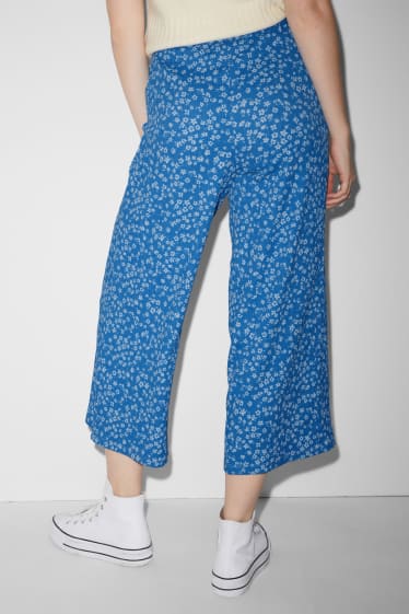 Femei - CLOCKHOUSE - pantaloni culotte - talie înaltă - cu flori - albastru