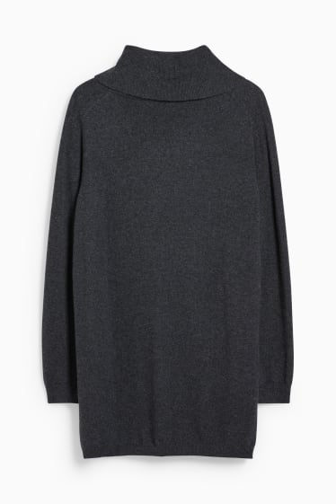 Women - Cashmere polo neck jumper - anthracite