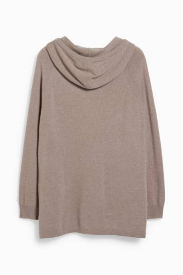 Femmes - Pull en cachemire à capuche. - taupe