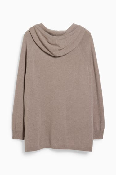 Women - Hooded cashmere jumper - taupe