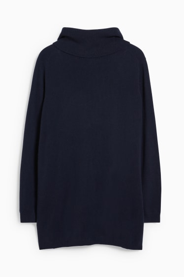 Women - Cashmere polo neck jumper - dark blue