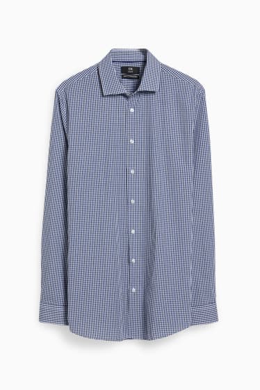 Men - Business shirt - slim fit - cutaway collar - easy-iron - check - dark blue / white