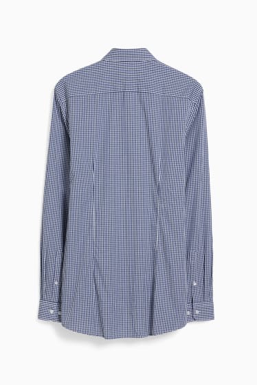 Men - Business shirt - slim fit - cutaway collar - easy-iron - check - dark blue / white