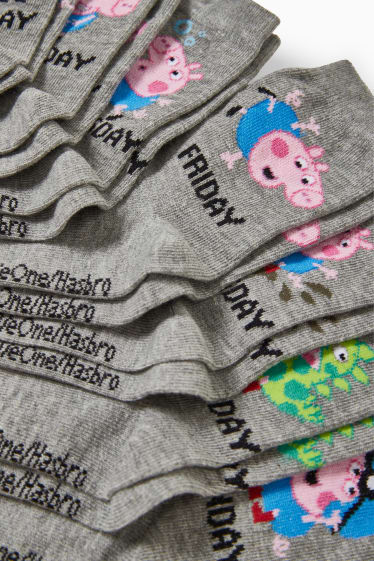Kinder Buben - Multipack 7er - Peppa Wutz - Socken mit Motiv - grau-melange