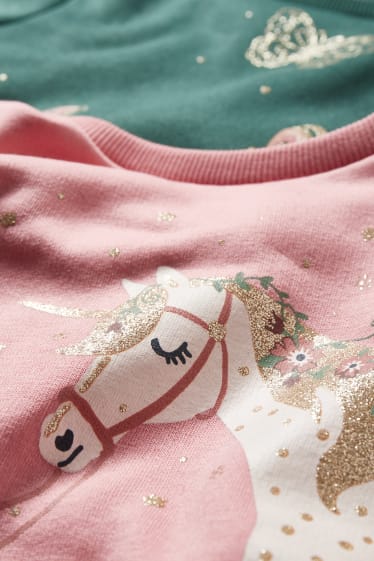 Kinderen - Set van 2 - sweatshirt - roze / donkergroen
