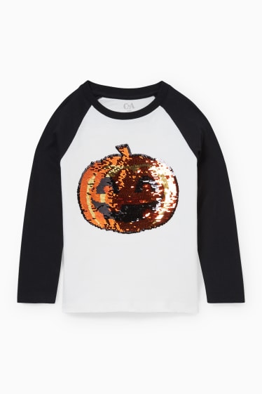 Children - Halloween long sleeve top - shiny - white / black