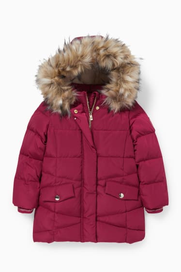 Kinder Mädchen - Daunenjacke mit Kapuze - bordeaux
