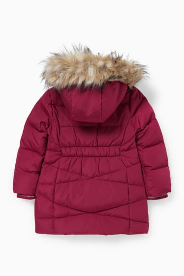 Kinder Mädchen - Daunenjacke mit Kapuze - bordeaux