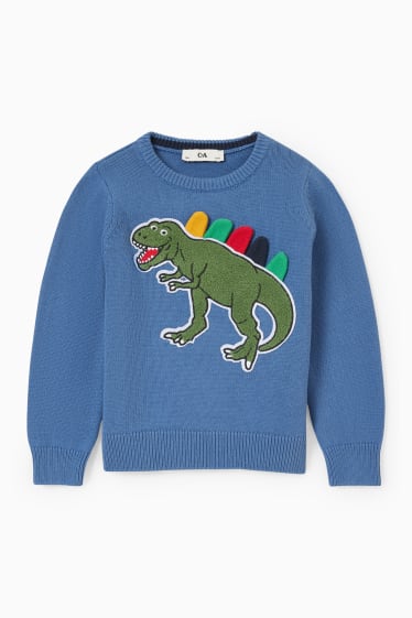 Kinder - Dino - Pullover - blau
