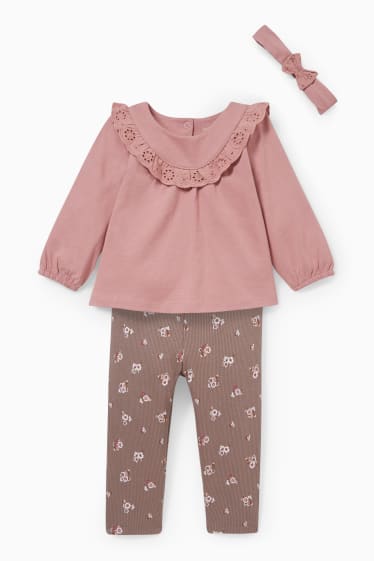 Babies - Baby outfit - 3 piece - dark rose