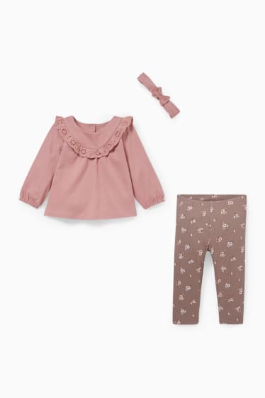 Babys - Baby-Outfit - 3 teilig - dunkelrosa
