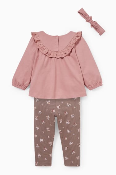 Babies - Baby outfit - 3 piece - dark rose