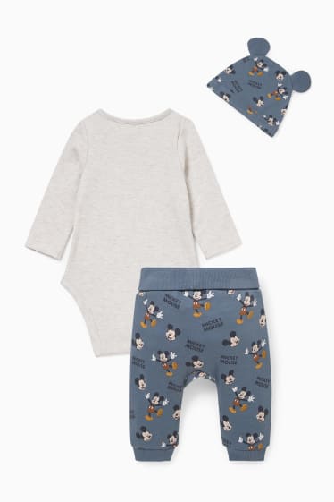 Babys - Micky Maus - Baby-Outfit - 3 teilig - blau / dunkelgrau