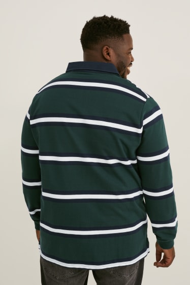 Men - Polo shirt - striped - dark green