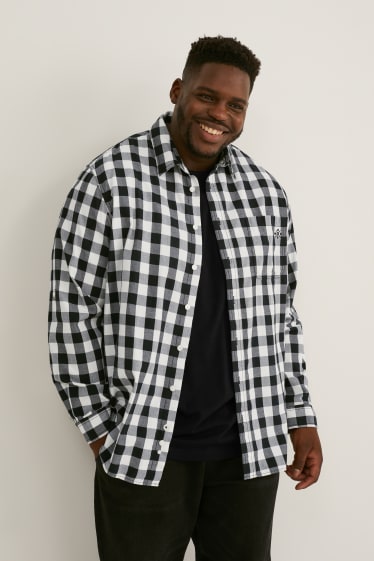 Men - Shirt - regular fit - kent collar - check - black / white