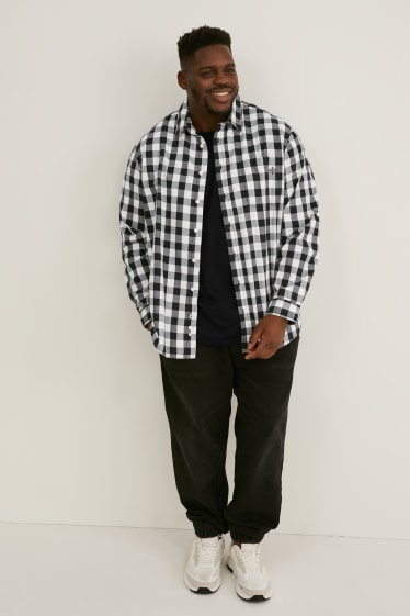 Men - Shirt - regular fit - kent collar - check - black / white