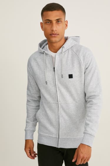 Herren - Sweatjacke mit Kapuze - hellgrau-melange