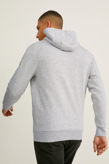 Hommes - Sweat zippé à capuche - gris clair chiné