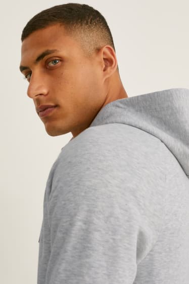 Hommes - Sweat zippé à capuche - gris clair chiné