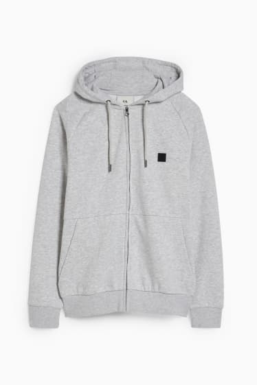 Hommes - Sweat zippé à capuche - gris clair chiné