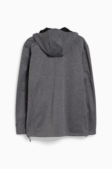 Pánské - Softshellová bunda s kapucí - šedá-žíhaná