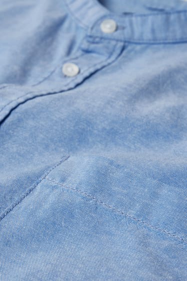 Hommes - CLOCKHOUSE - chemise - regular fit - encolure montante - bleu clair