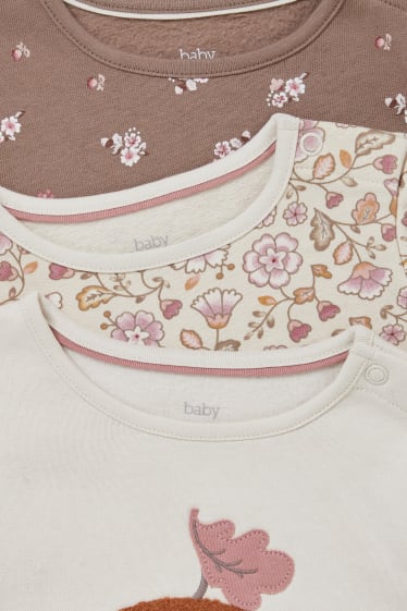 Babys - Set van 3 - babysweatshirt - crème wit