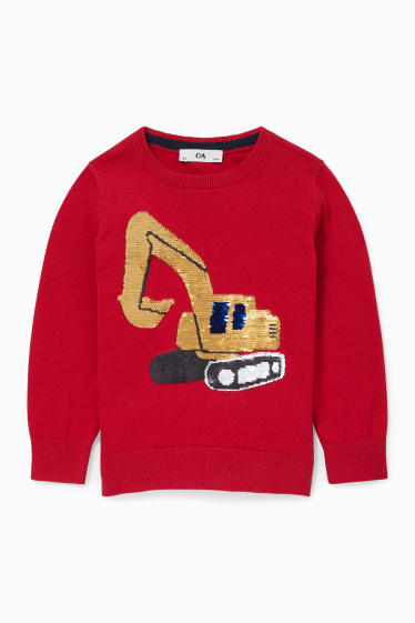 Children - Digger - jumper - shiny - red