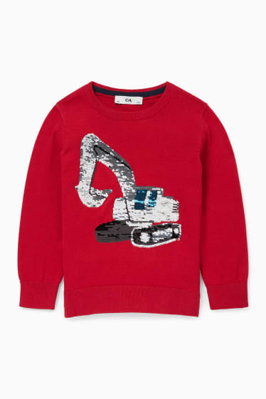 Children - Digger - jumper - shiny - red