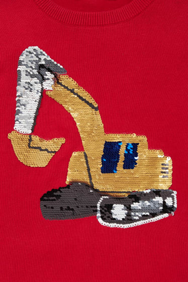 Children - Digger - jumper - shiny - red