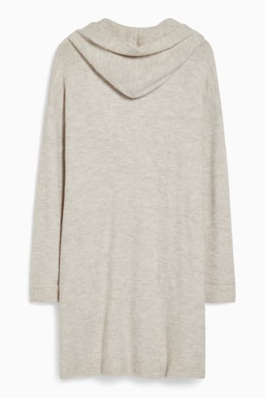 Femmes - Gilet en maille à capuche - beige chiné