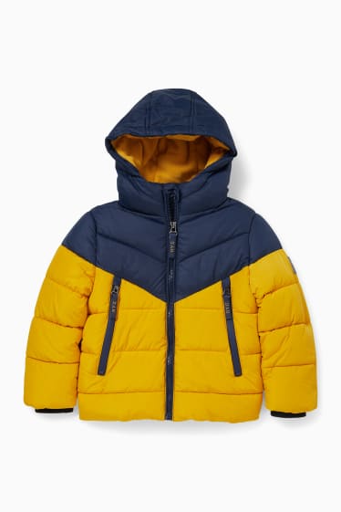 Children - Quilted jacket with hood - yellow