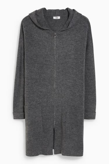 Femmes - Gilet en maille à capuche - gris chiné