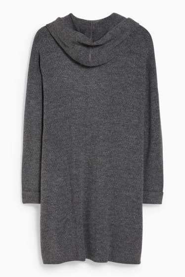 Femmes - Gilet en maille à capuche - gris chiné