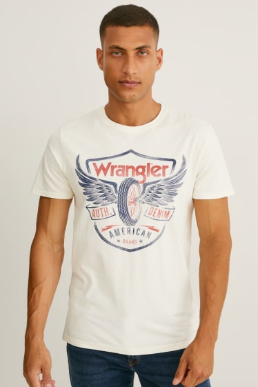 Mężczyźni - Wrangler - T-shirt - kremowobiały