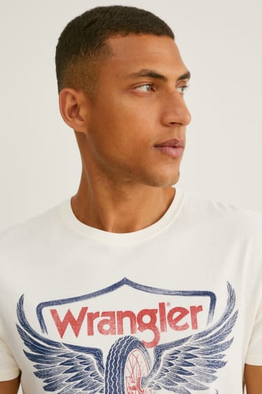Pánské - Wrangler - tričko - krémově bílá