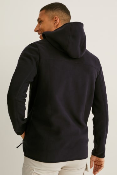 Men - Fleece jacket with hood - black