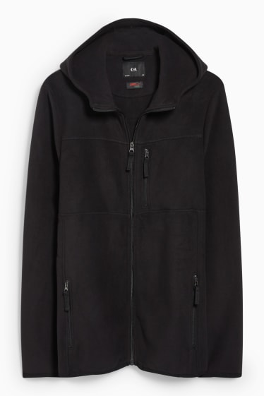 Men - Fleece jacket with hood - black