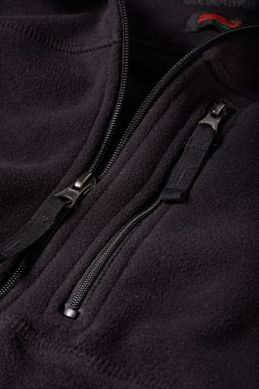 Men - Fleece jacket with hood - black