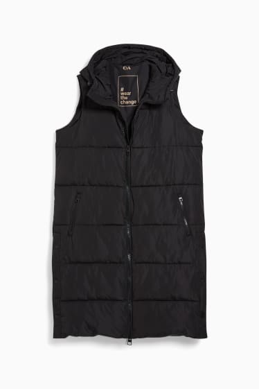 Femmes - Doudoune sans manches à capuche - noir