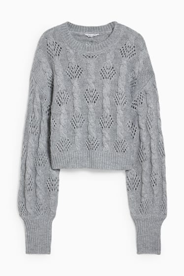 Femmes - CLOCKHOUSE - pull - motif tressé - gris clair chiné