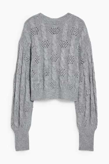 Femmes - CLOCKHOUSE - pull - motif tressé - gris clair chiné