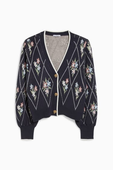 Ragazzi e giovani - CLOCKHOUSE - cardigan - a fiori - blu scuro