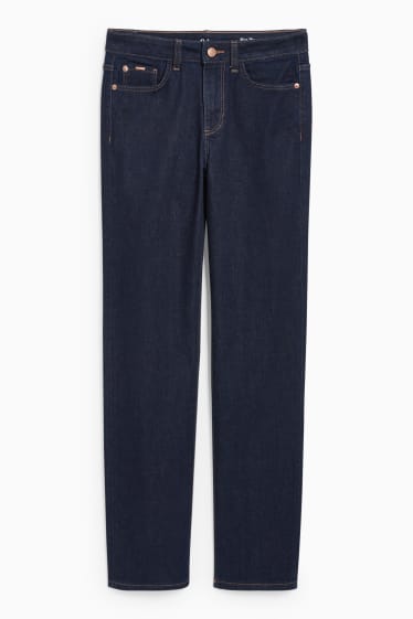 Women - Straight jeans - mid-rise waist - denim-dark blue