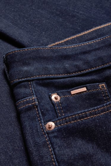 Women - Straight jeans - mid-rise waist - denim-dark blue