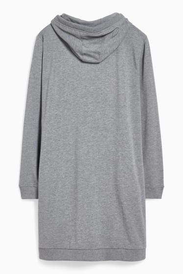 Women - Sweatshirt dress with hood - gray-melange