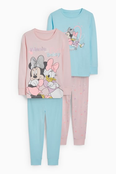 Bambini - Confezione da 2 - Disney - pigiama - 4 pezzi - rosa / turchese